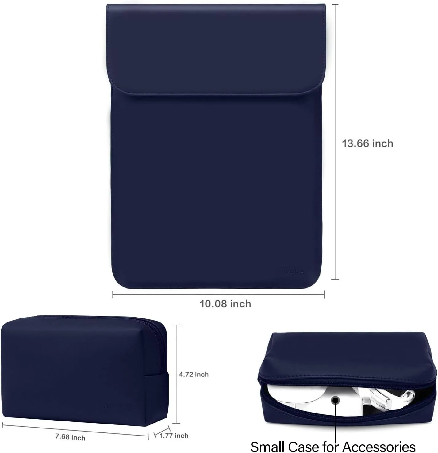 MOSISO Laptop Case 13 inch, 13 inch Laptop Sleeve Compatible with MacBook Air M4 M3 M2 M1 2025-2018 / Pro M2 M1 2025-2016, Faux Suede Leather Case with Small Bag, Navy Blue