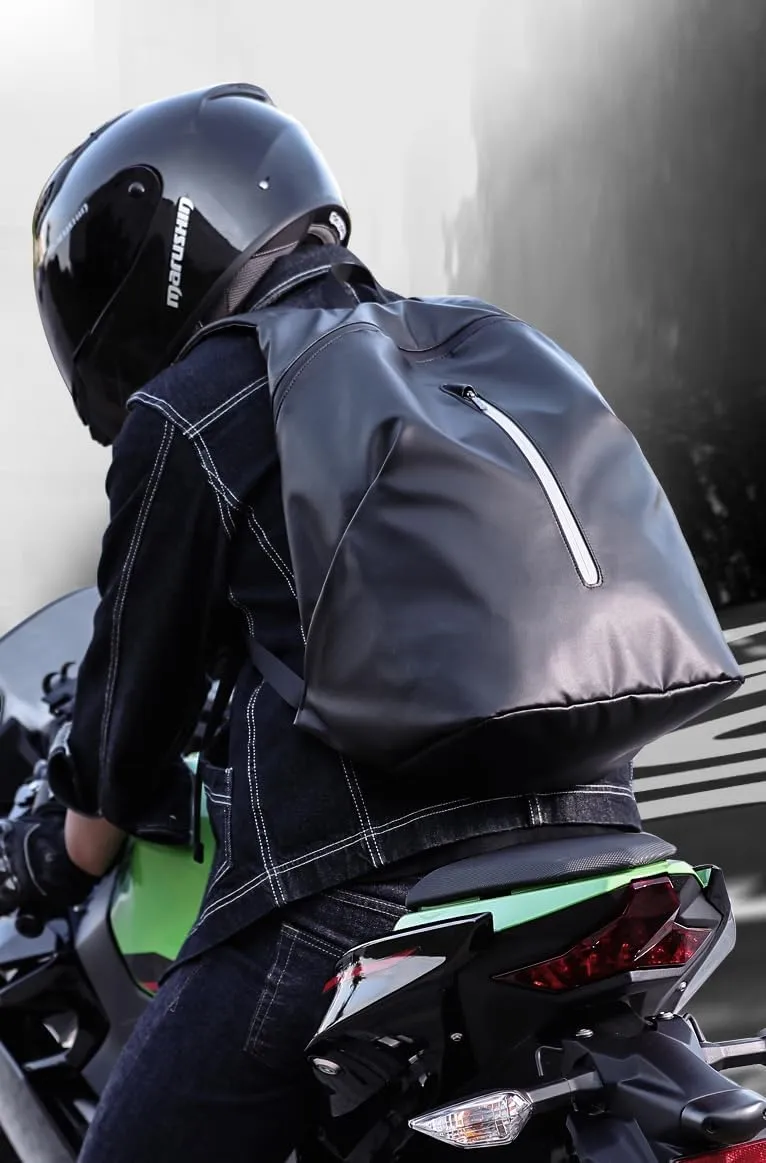 Motorcycle Backpack, Reflective Helmet Bag Backpack for Men Women, Large Capacity Waterproof Travel Shoulder Bag (Black)