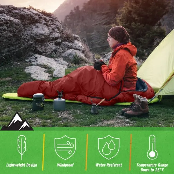 Mummy Sleeping Bag - Water-Resistant Adult Cold Weather Sleeping Bag