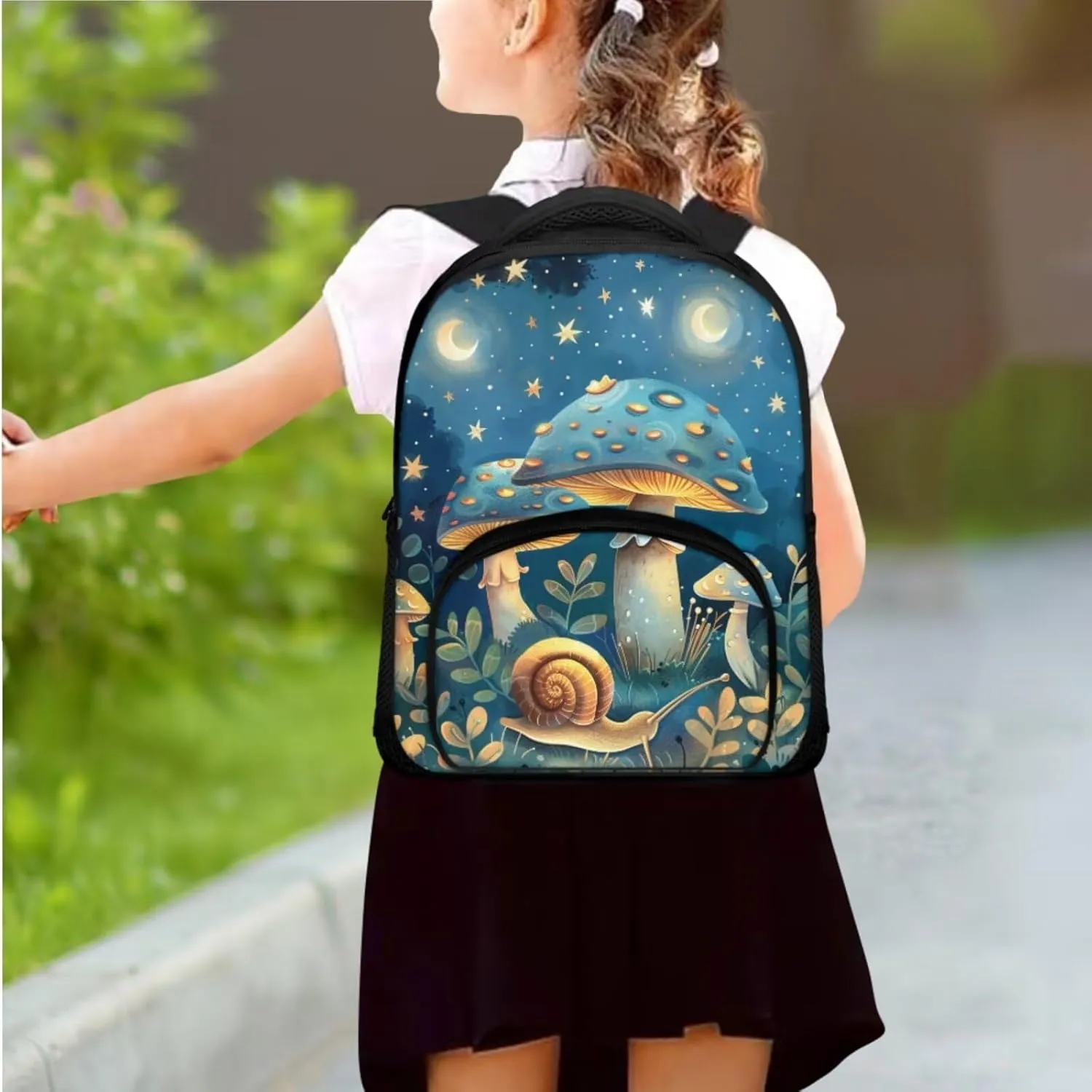 Mushroom Backpack 3Pcs Set Insulated Reusable Lunch Box Pencil Case for Girls Fashion Adjustable Straps School Bag for Girl for Junior High School High School University