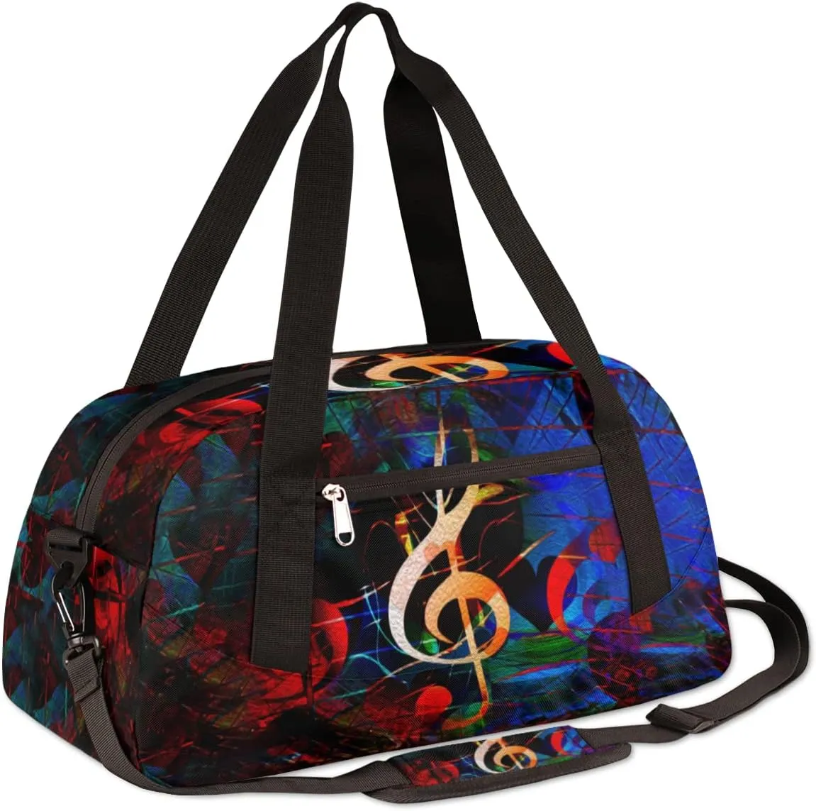 Music Notes Heart Kids Duffel Bag for Girls Boys Teens, Notes Oil Painting Dance Bag Overnight Small Duffel Bag Carry On Weekend Sports Gym Travel Bag for School Practice Gymnastics Ballet