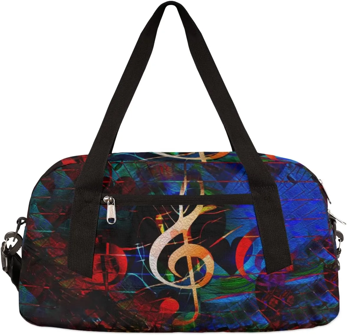 Music Notes Heart Kids Duffel Bag for Girls Boys Teens, Notes Oil Painting Dance Bag Overnight Small Duffel Bag Carry On Weekend Sports Gym Travel Bag for School Practice Gymnastics Ballet