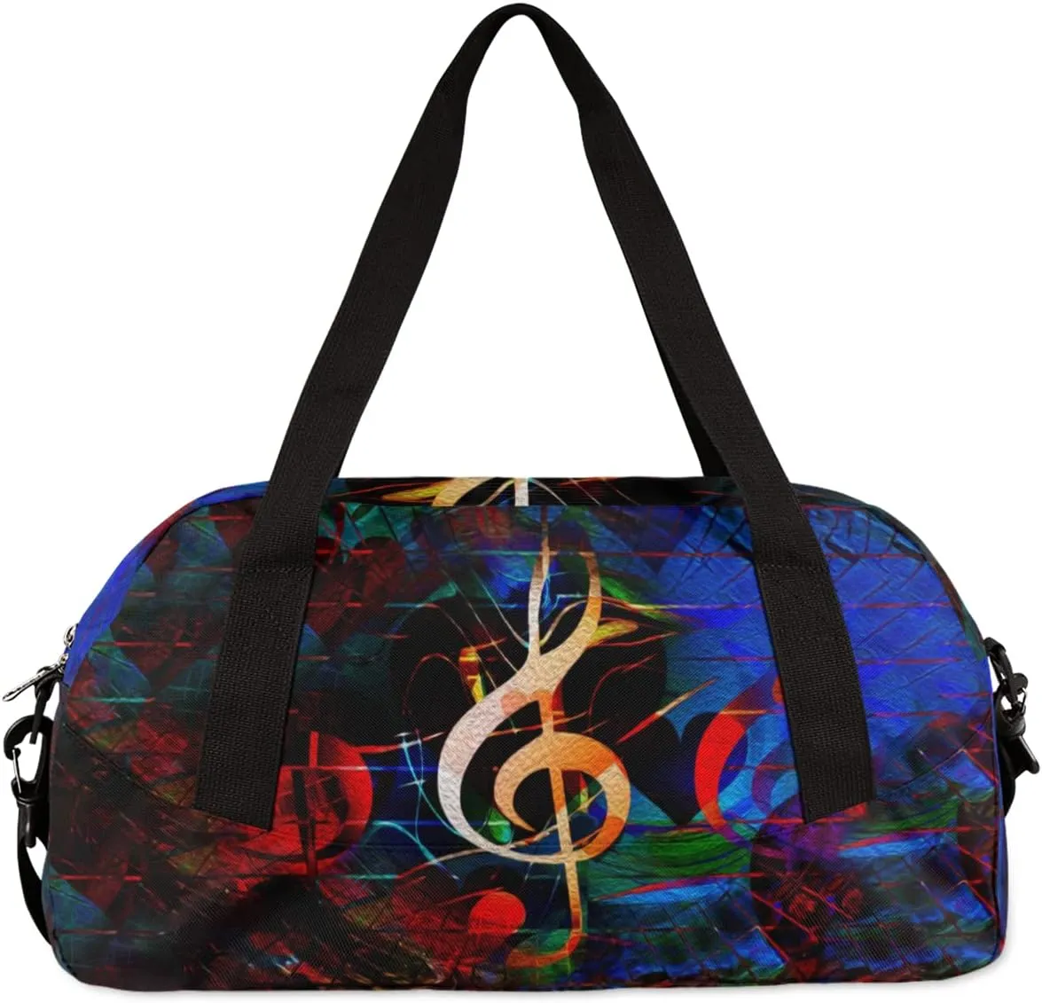 Music Notes Heart Kids Duffel Bag for Girls Boys Teens, Notes Oil Painting Dance Bag Overnight Small Duffel Bag Carry On Weekend Sports Gym Travel Bag for School Practice Gymnastics Ballet