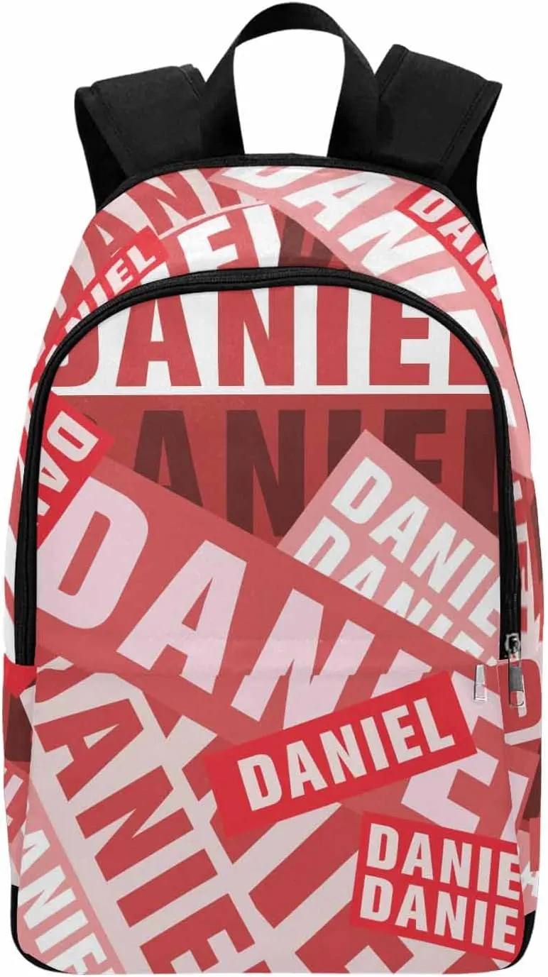 MyPupSocks Custom Name Backpack Bag for Boys Girls, Personalized Red Name Schoolbag Casual Backpack Customized Bookbag for Unisex Back School Camping Hiking Travel