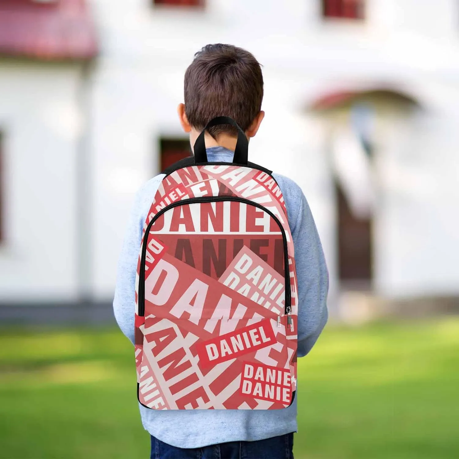 MyPupSocks Custom Name Backpack Bag for Boys Girls, Personalized Red Name Schoolbag Casual Backpack Customized Bookbag for Unisex Back School Camping Hiking Travel