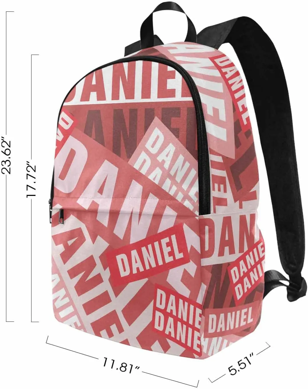 MyPupSocks Custom Name Backpack Bag for Boys Girls, Personalized Red Name Schoolbag Casual Backpack Customized Bookbag for Unisex Back School Camping Hiking Travel