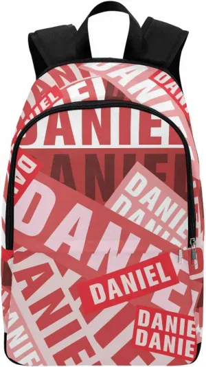 MyPupSocks Custom Name Backpack Bag for Boys Girls, Personalized Red Name Schoolbag Casual Backpack Customized Bookbag for Unisex Back School Camping Hiking Travel