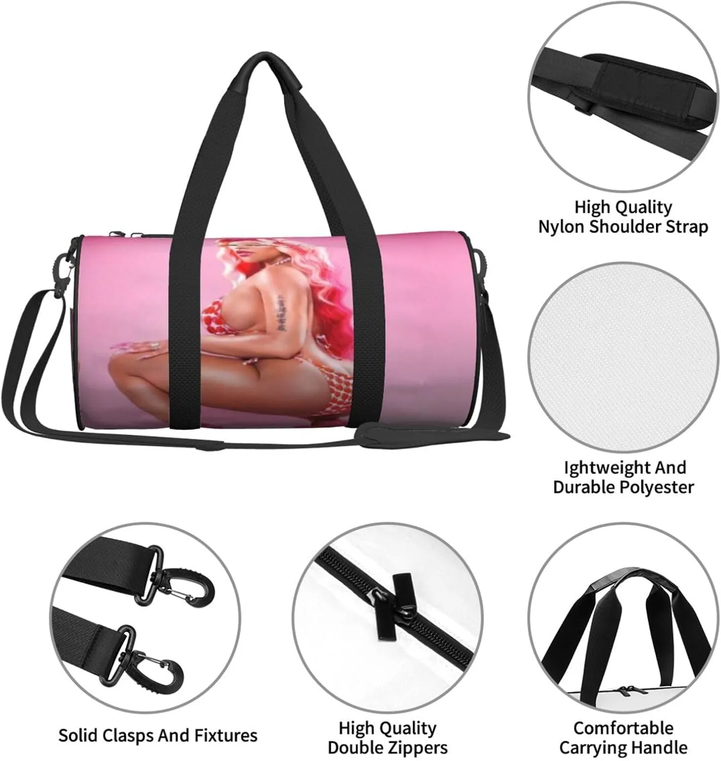 N-icki Minaj Sport Duffel Bag,Travel Duffle Bag Sports Gym Bag,Tote Weekender Bag for Women Men Business Trip