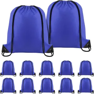 NACHLYNN Royal Blue Drawstring Backpack Bulk 12 Pieces Tote Sackpack DIY Drawstring Bags Sports Bag Nylon Draw String Sport Bag for Boys Girls Women Men Gym Sport Trip