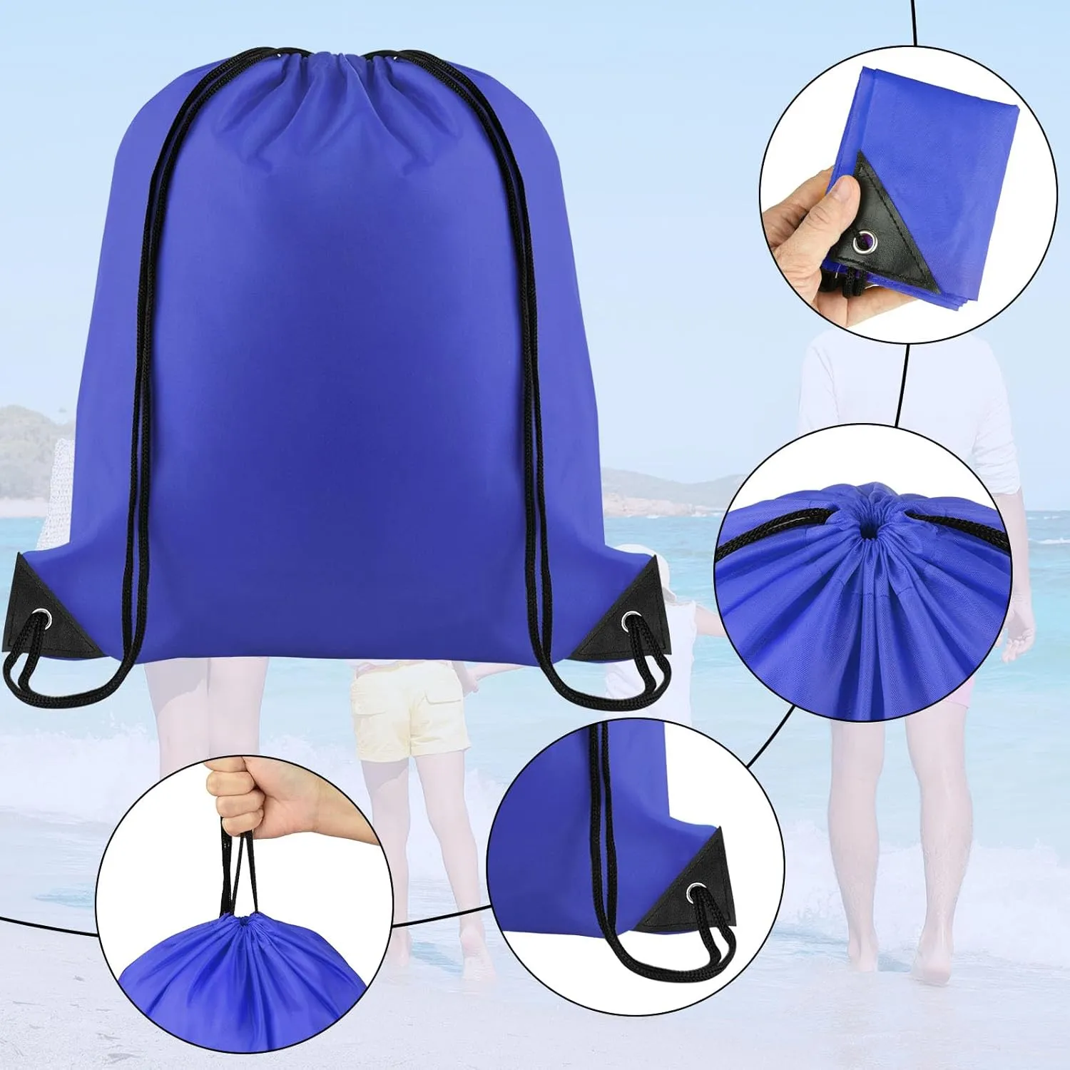 NACHLYNN Royal Blue Drawstring Backpack Bulk 12 Pieces Tote Sackpack DIY Drawstring Bags Sports Bag Nylon Draw String Sport Bag for Boys Girls Women Men Gym Sport Trip