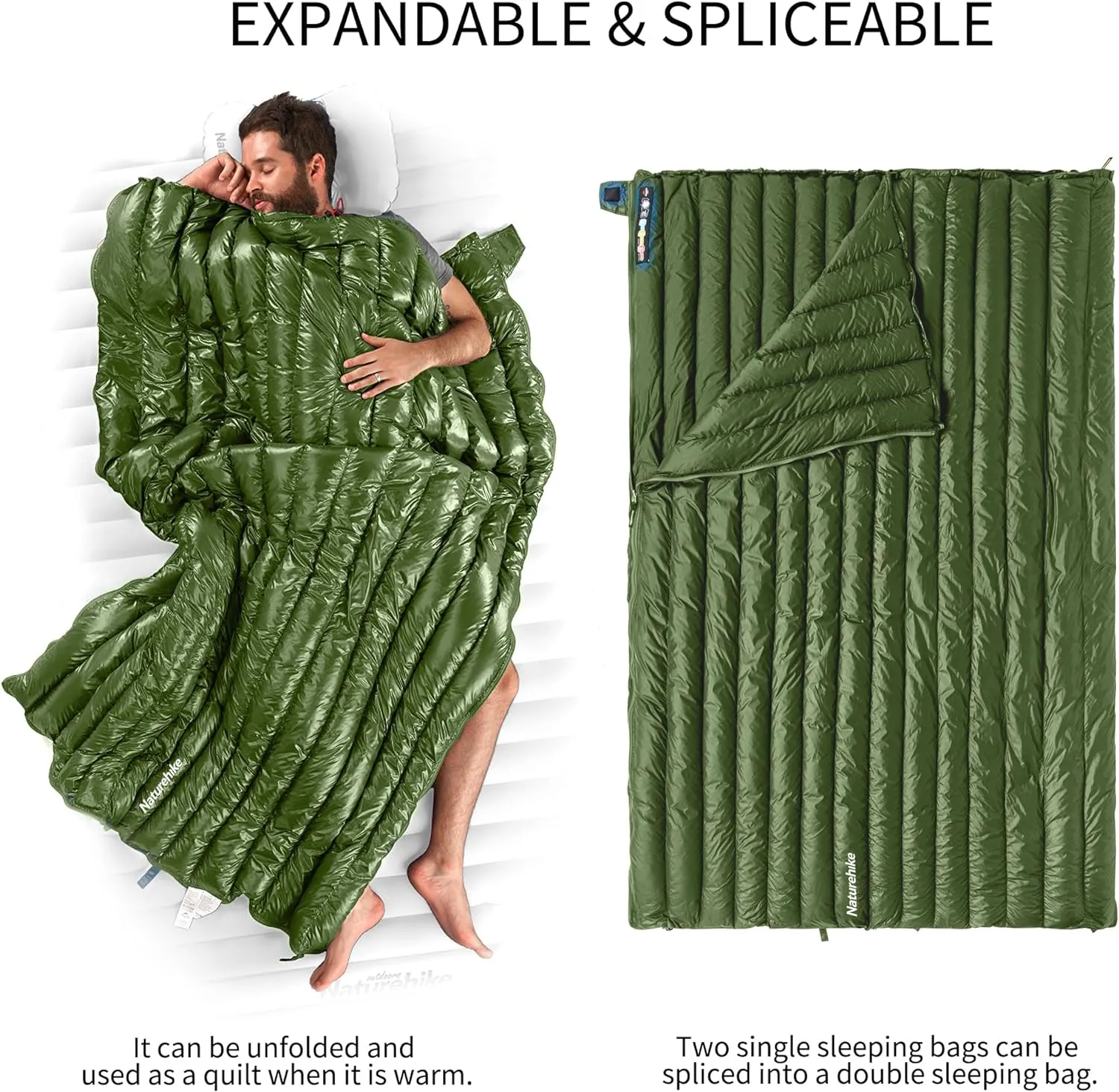 Naturehike Ultralight Backpacking Down Sleeping Bag for Adults, 650 Fill Power Sleeping Bag 20oz for 42-52℉, Compact Lightweight Sleeping Bags for Hiking Camping 3 Seasons