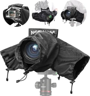NEEWER Camera Rain Cover, Small Size Durable Nylon Raincoat Compatible with Canon Sony Nikon DSLR Mirrorless Vlog Camera & Lenses Within 200mm, with Sleeves, Drawstrings, Viewing Window, PB003