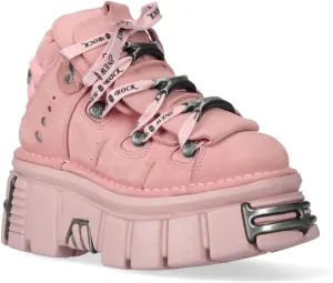 New Rock M-106-C153 Pink Tower Platform Gothic Punk Ankle Boots