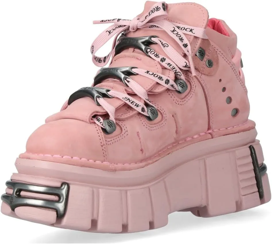 New Rock M-106-C153 Pink Tower Platform Gothic Punk Ankle Boots