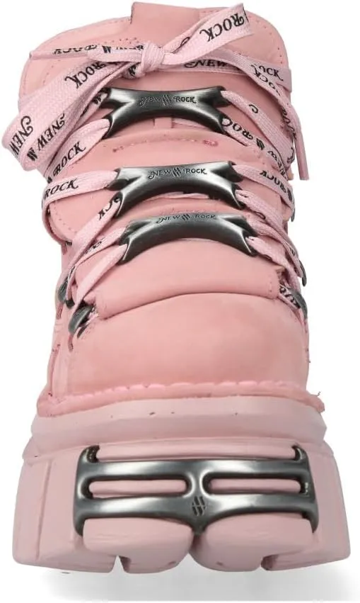 New Rock M-106-C153 Pink Tower Platform Gothic Punk Ankle Boots