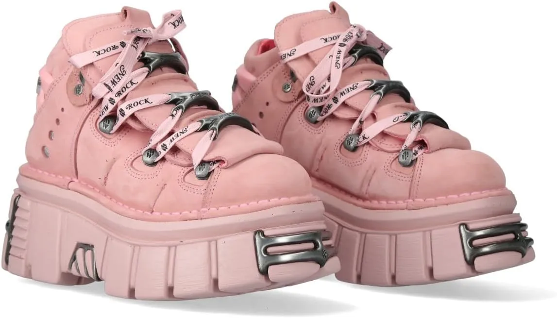 New Rock M-106-C153 Pink Tower Platform Gothic Punk Ankle Boots