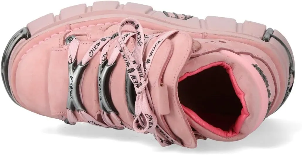 New Rock M-106-C153 Pink Tower Platform Gothic Punk Ankle Boots