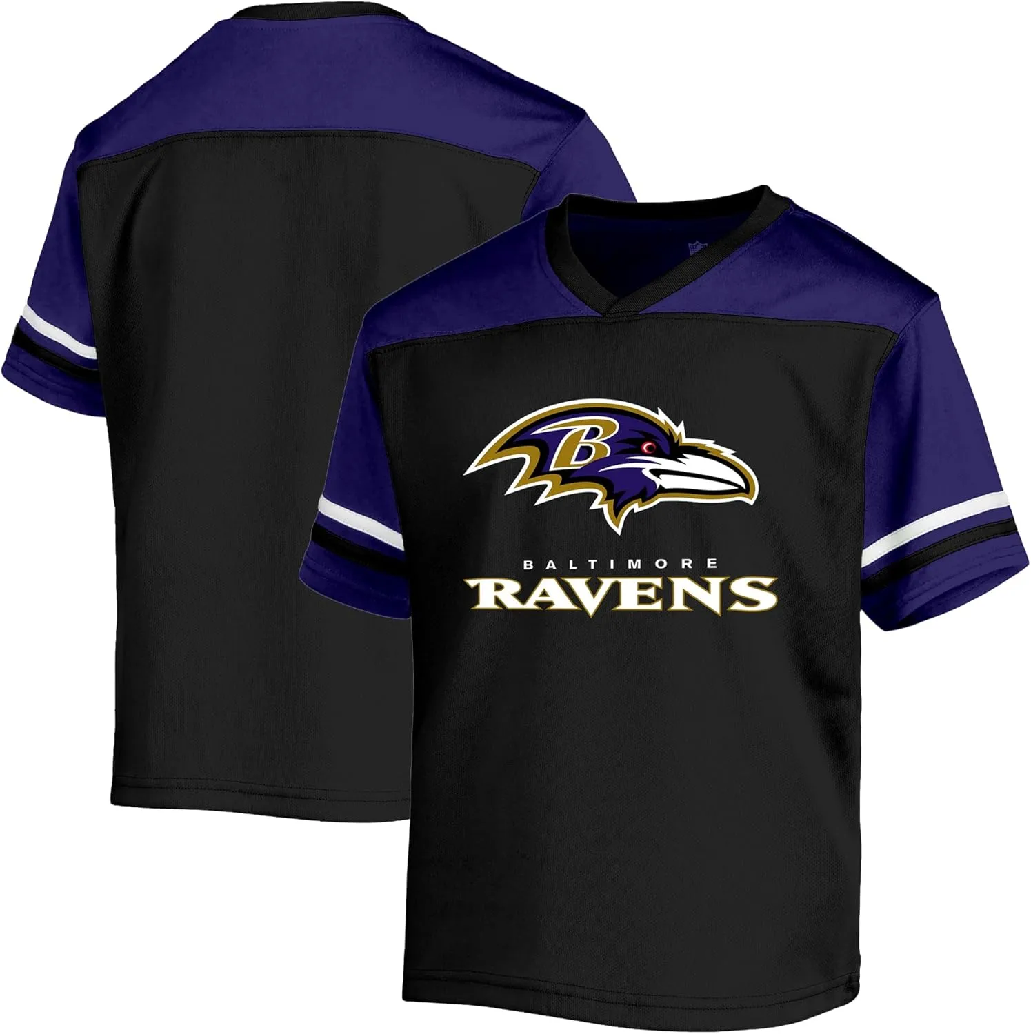 NFL Toddler 2-4 Officially Licensed Team Color V-Neck Wordmark Performance Primary Logo Jersey T-Shirt