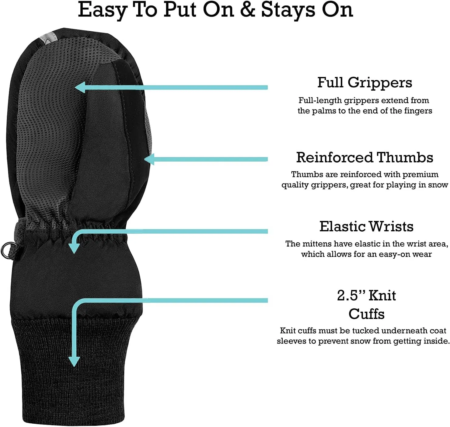 N'Ice Caps Kids Waterproof Snow Mittens Cold Weather Thinsulate Insulated