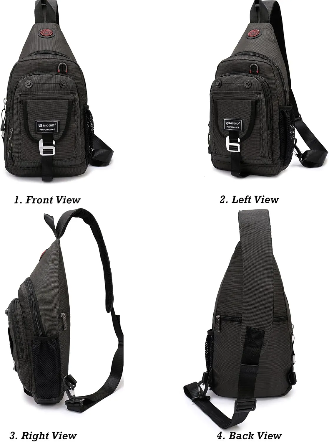 NICGID Sling Bag Chest Shoulder Backpack Crossbody Bags for Tablet Laptop Outdoor Hiking Men Women