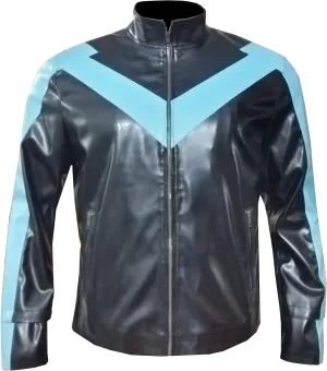 Night W Robin Jacket Dick Grayson Brenton Black Aviator Faux Leather Jacket Mens
