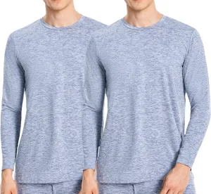 Nutria Mens Thermal Underwear Crew Top 2 Packs Fleece Lined Thermal Shirts for Men Undershirt Long Sleeves Lightweight U07A