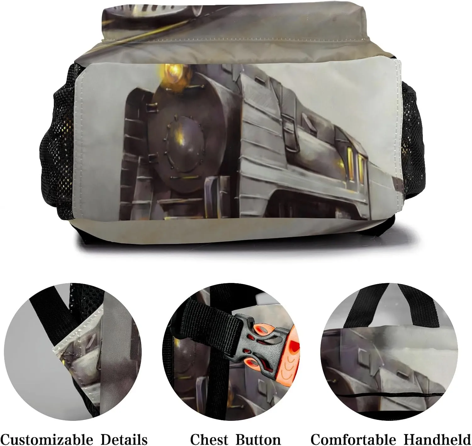 Old Steam Train Personalized Kids School Backpack for Boys Girls Custom Primary Daypack Bags Travel Bookbag