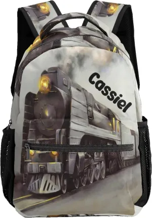 Old Steam Train Personalized Kids School Backpack for Boys Girls Custom Primary Daypack Bags Travel Bookbag