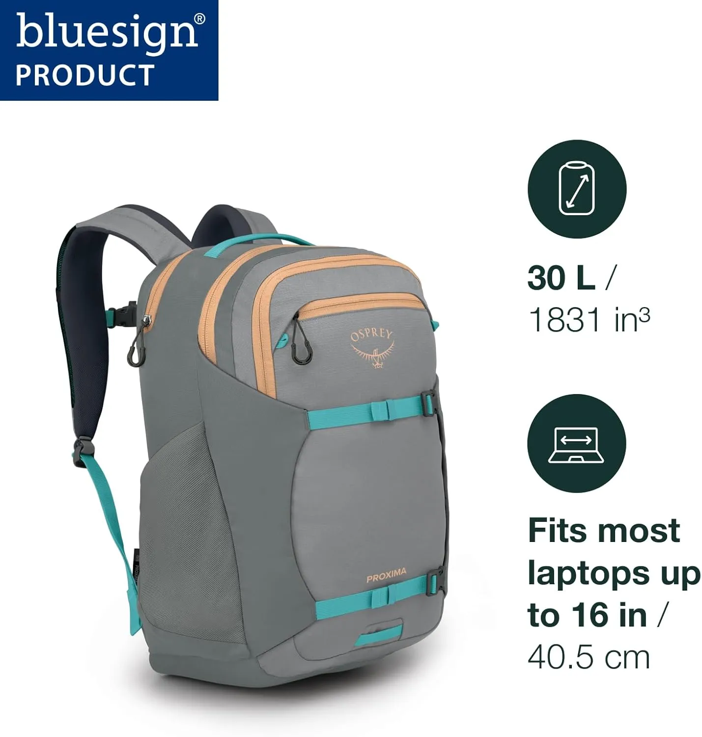 Osprey Proxima 30L Campus Laptop Backpack, Black/Coal Grey