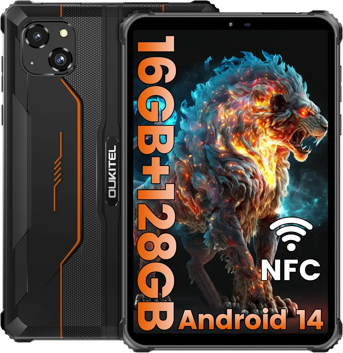 OUKITEL RT3 Pro Rugged Tablet- 8 Inch Tablets, 16GB 128GB/TF 1TB, 5150mAh Battery Android 14 Tablet, 16MP Camera, IP68/IP69K Waterproof, Octa-Core 4G Dual SIM/5G WiFi/Face ID/GPS/NFC, T-Mobile