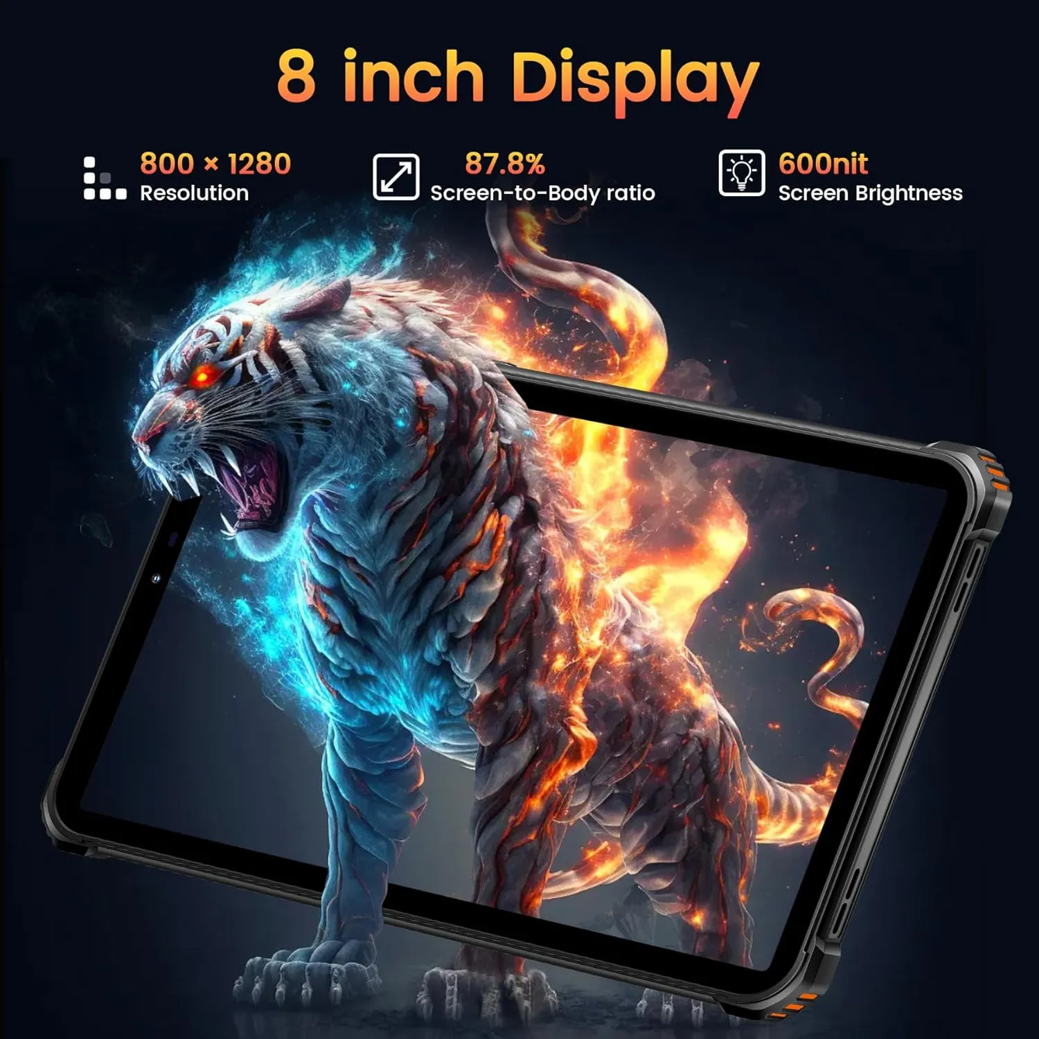 OUKITEL RT3 Pro Rugged Tablet- 8 Inch Tablets, 16GB 128GB/TF 1TB, 5150mAh Battery Android 14 Tablet, 16MP Camera, IP68/IP69K Waterproof, Octa-Core 4G Dual SIM/5G WiFi/Face ID/GPS/NFC, T-Mobile