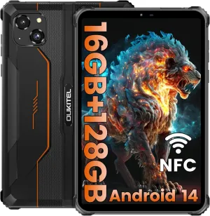 OUKITEL RT3 Pro Rugged Tablet- 8 Inch Tablets, 16GB 128GB/TF 1TB, 5150mAh Battery Android 14 Tablet, 16MP Camera, IP68/IP69K Waterproof, Octa-Core 4G Dual SIM/5G WiFi/Face ID/GPS/NFC, T-Mobile