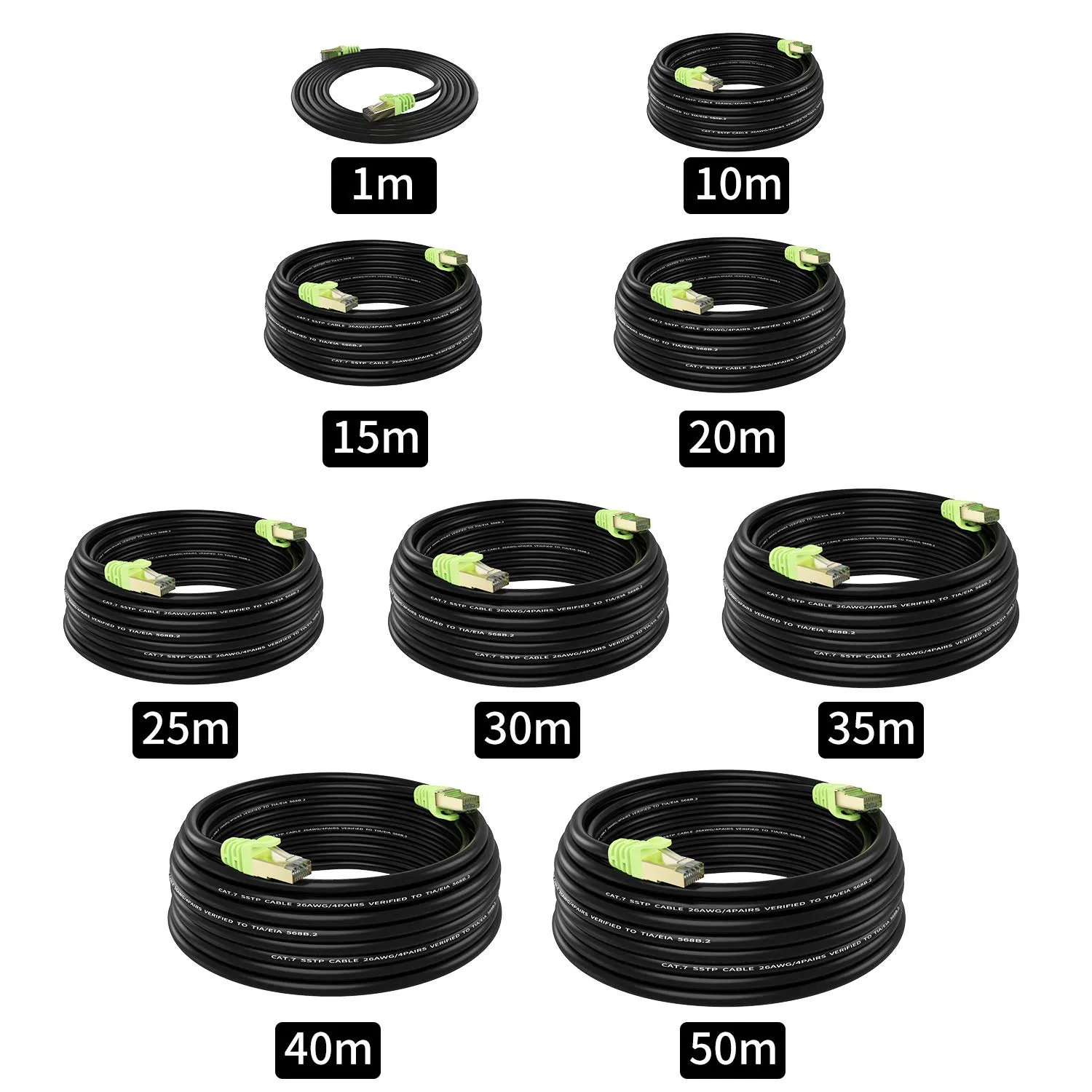 Outdoor Cat 7 Ethernet Cable 130ft, 26AWG Heavy-Duty Cat7 Networking Cord Patch Cable RJ45 Transmission Speed 10GbpsTransmission Bandwidth 600Mhz LAN Wire Cable SFTP Waterproof Direct Burial (130FT)