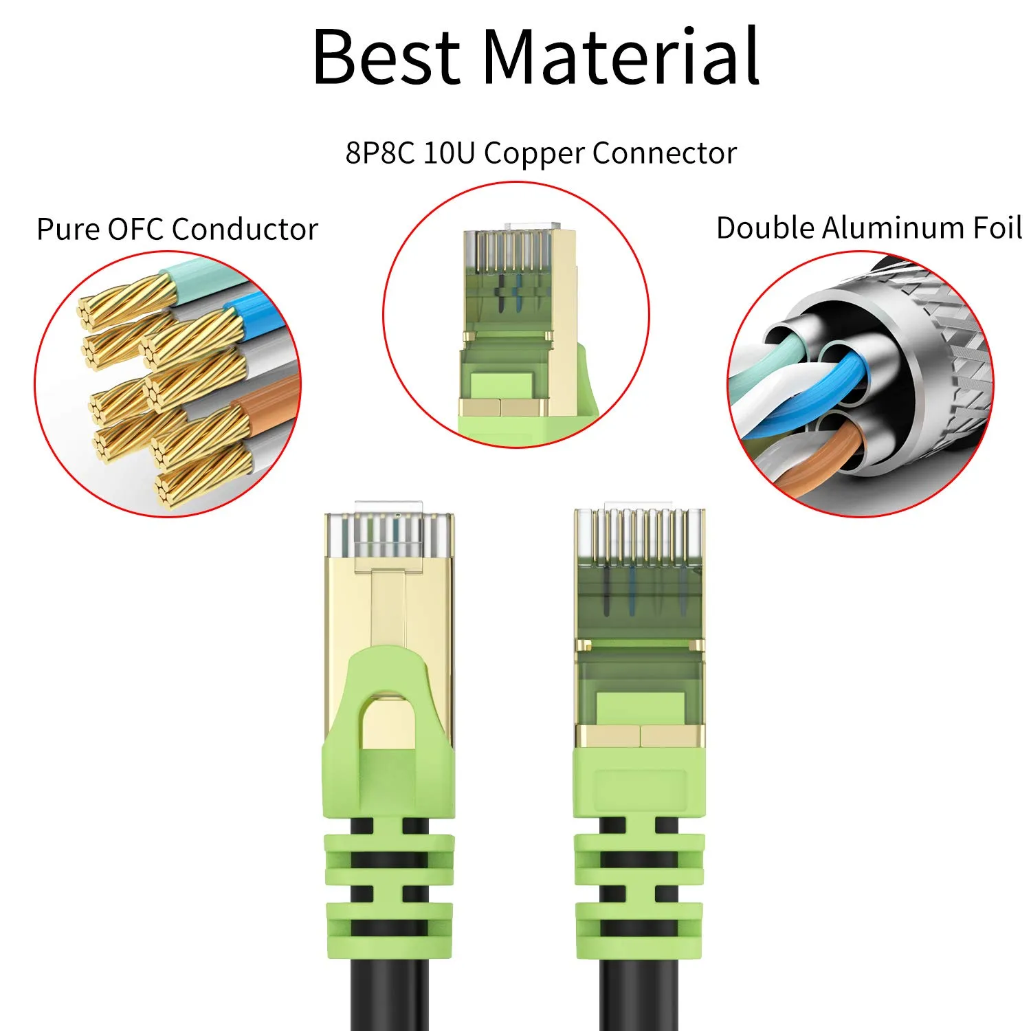 Outdoor Cat 7 Ethernet Cable 130ft, 26AWG Heavy-Duty Cat7 Networking Cord Patch Cable RJ45 Transmission Speed 10GbpsTransmission Bandwidth 600Mhz LAN Wire Cable SFTP Waterproof Direct Burial (130FT)