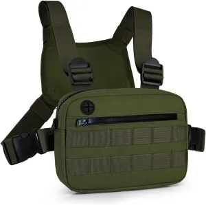 Outdoor Chest Bag For Men, EDC Chest Pack With Built-In Phone Holder, Lightweight Chest Rig Pouch