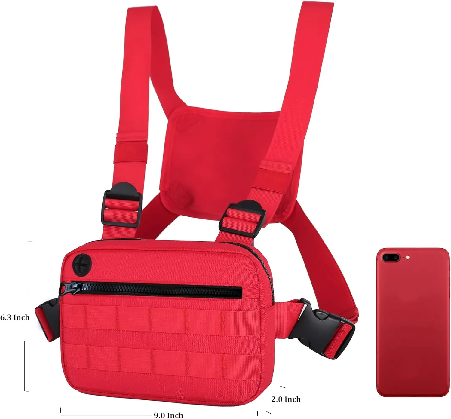 Outdoor Chest Bag For Men, EDC Chest Pack With Built-In Phone Holder, Lightweight Chest Rig Pouch
