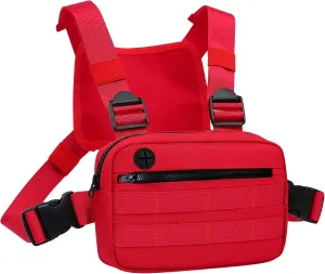Outdoor Chest Bag For Men, EDC Chest Pack With Built-In Phone Holder, Lightweight Chest Rig Pouch