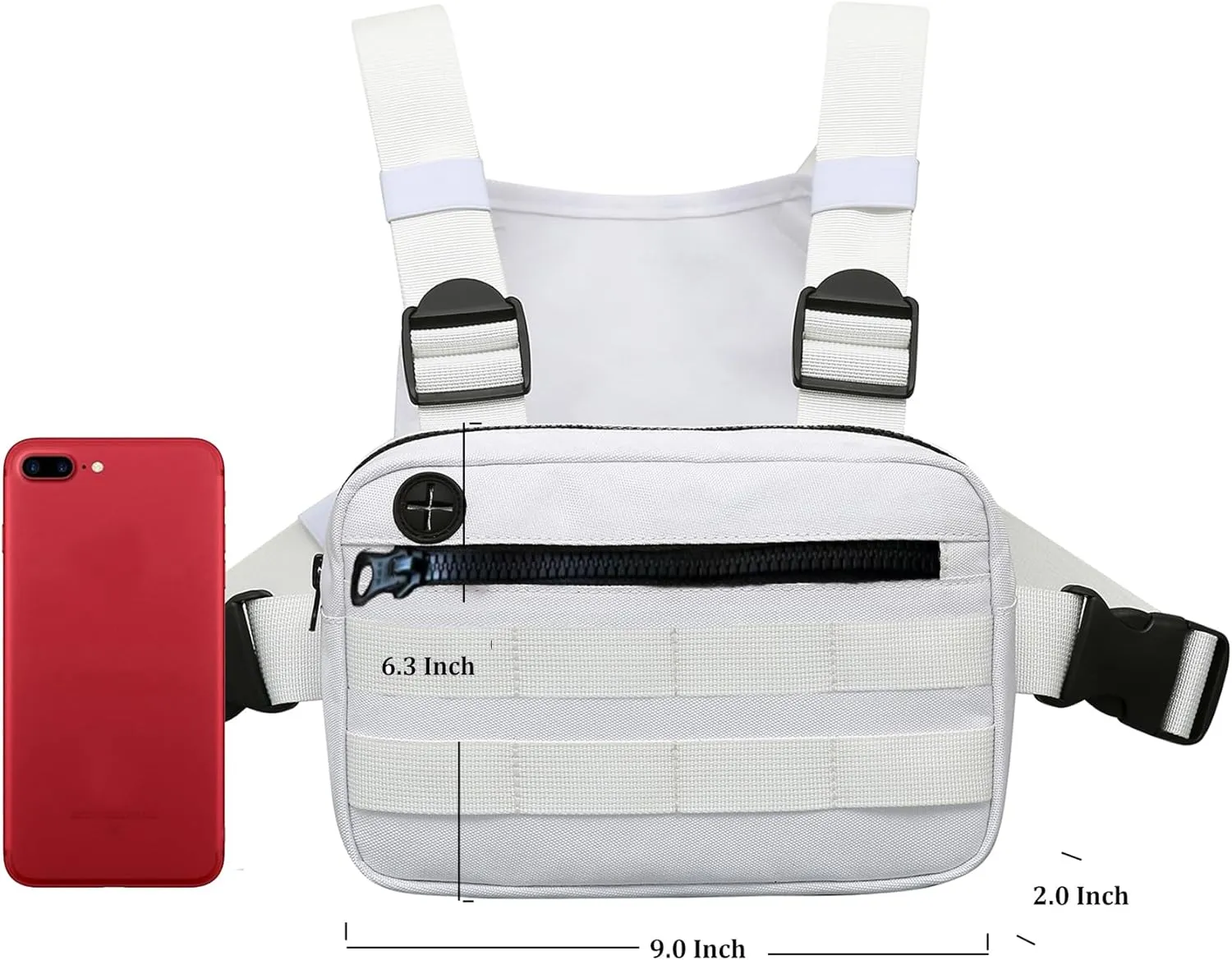Outdoor Chest Bag For Men, EDC Chest Pack With Built-In Phone Holder, Lightweight Chest Rig Pouch