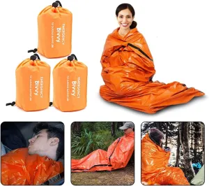 Outdoor Warm Weather Sleeping Bag X3 - Portable, Waterproof, Small, Light, Comfortable Compression Bag - Perfect for Outdoor Camping, Hiking -83 x 36 inches Wide, Suitable for Adults, orange