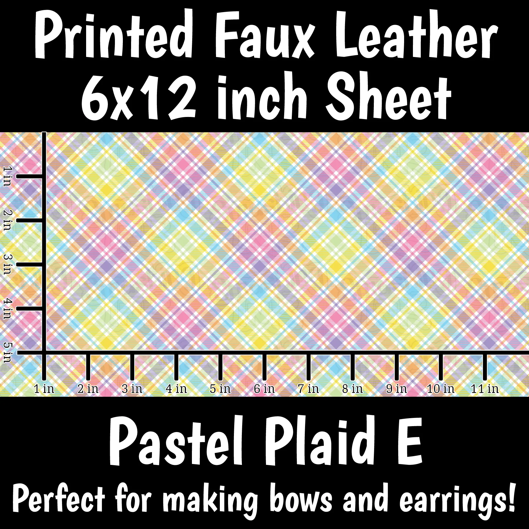 Pastel Plaid E - Faux Leather Sheet (SHIPS IN 3 BUS DAYS)