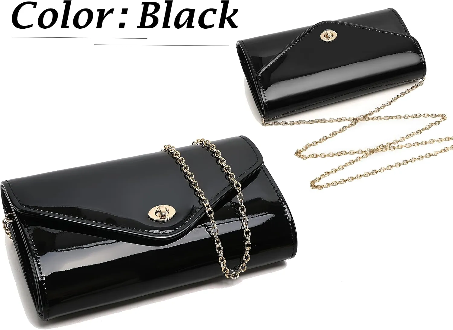 Patent leather envelope purse Shiny candy women's evening handbags for Concert Prom Party Present Handbag Purse