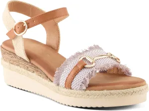 PATRIZIA Women's LEMIRE Buckle Platform Wedge Sandals - Faux Cork and Braided Rope Details, Cushioned Footbed for Comfort