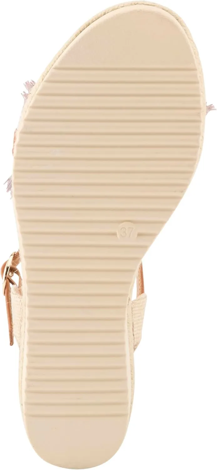 PATRIZIA Women's LEMIRE Buckle Platform Wedge Sandals - Faux Cork and Braided Rope Details, Cushioned Footbed for Comfort