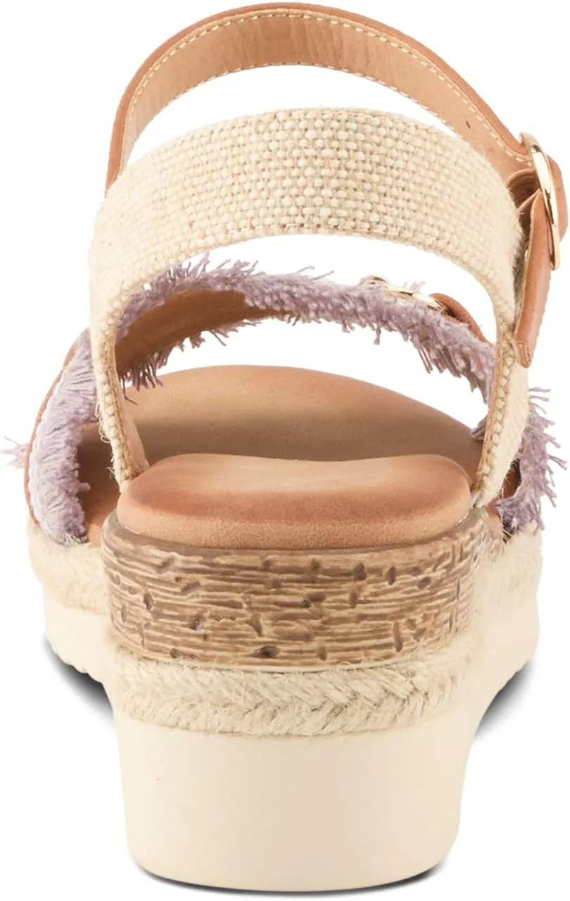 PATRIZIA Women's LEMIRE Buckle Platform Wedge Sandals - Faux Cork and Braided Rope Details, Cushioned Footbed for Comfort