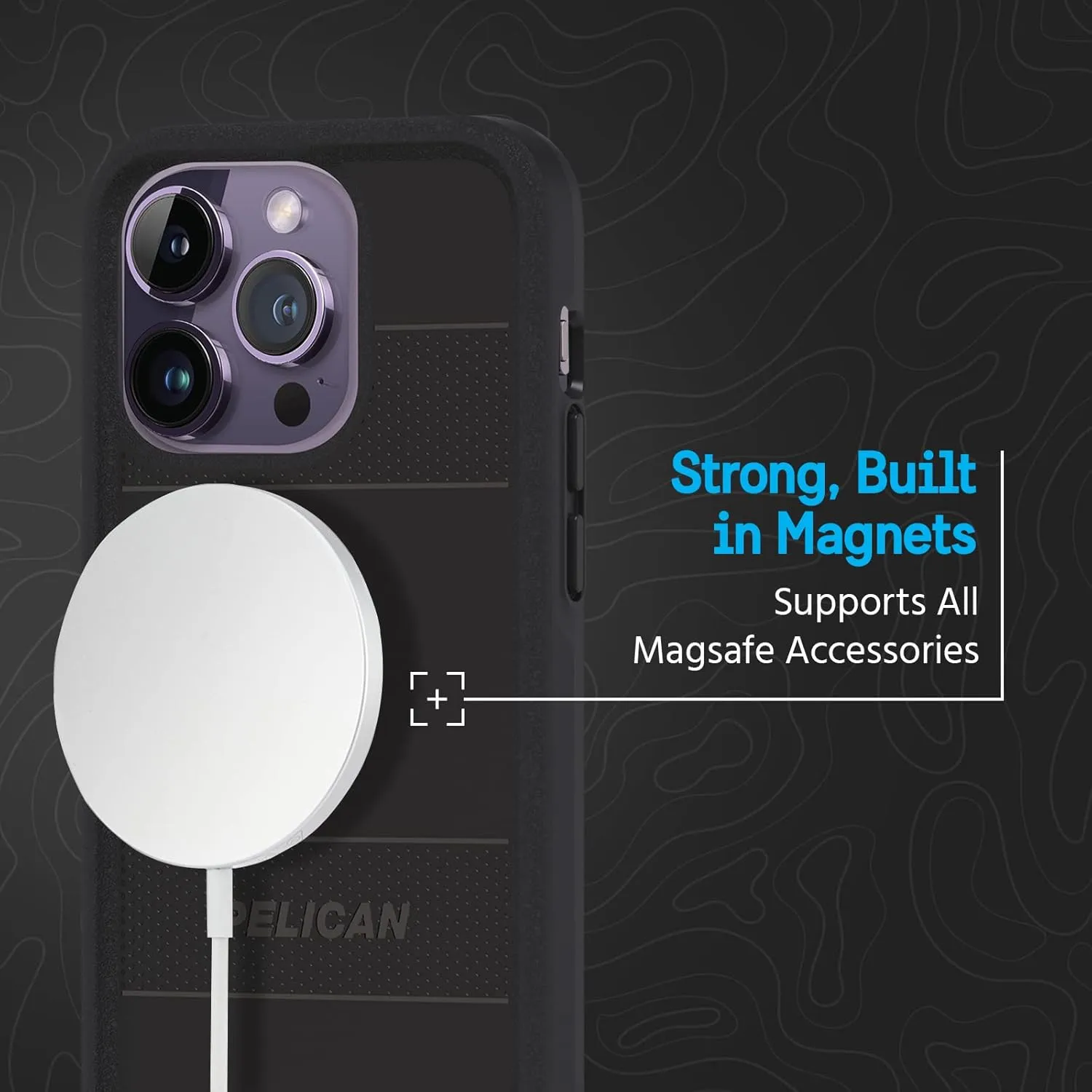 Pelican Protector Series - iPhone 14 Pro Case 6.1" [Compatible with MagSafe] Magnetic Phone Case with Anti-Scratch Tech [15FT MIL-Grade Drop Protection] Protective Cover for iPhone 14 Pro - Black