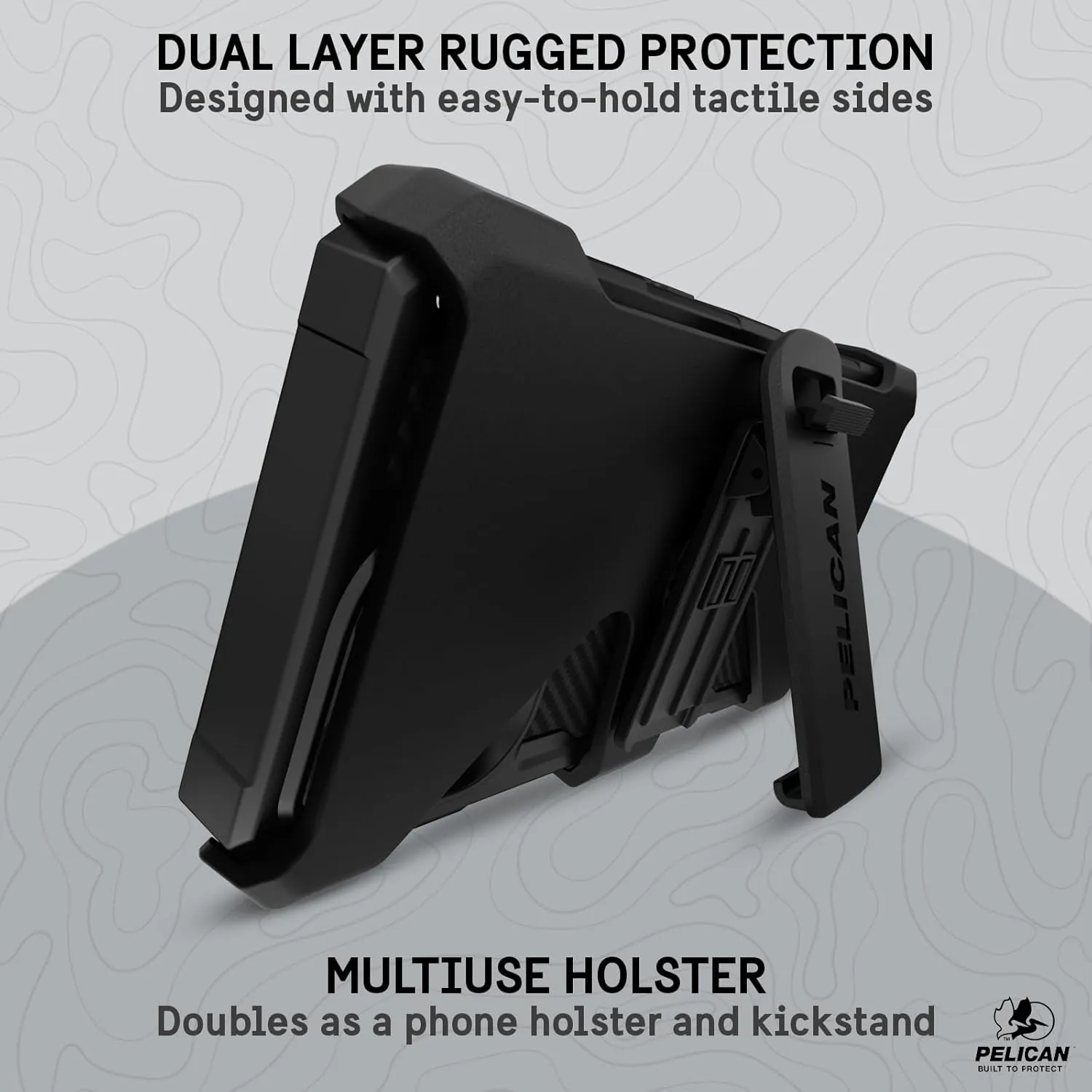 Pelican Shield 6.7" Apple iPhone 15 Pro Max Case - Compatible with MagSafe - 21FT MIL-STD Drop Protection - Magnetic Charging Phone Cases for iPhone 15 Pro Max with Belt Clip Holster Kickstand - Black