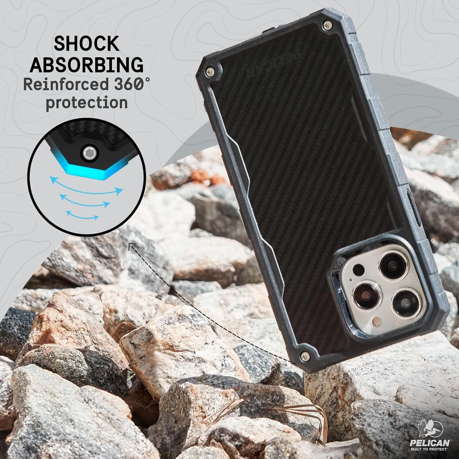 Pelican Shield 6.7" Apple iPhone 15 Pro Max Case - Compatible with MagSafe - 21FT MIL-STD Drop Protection - Magnetic Charging Phone Cases for iPhone 15 Pro Max with Belt Clip Holster Kickstand - Black