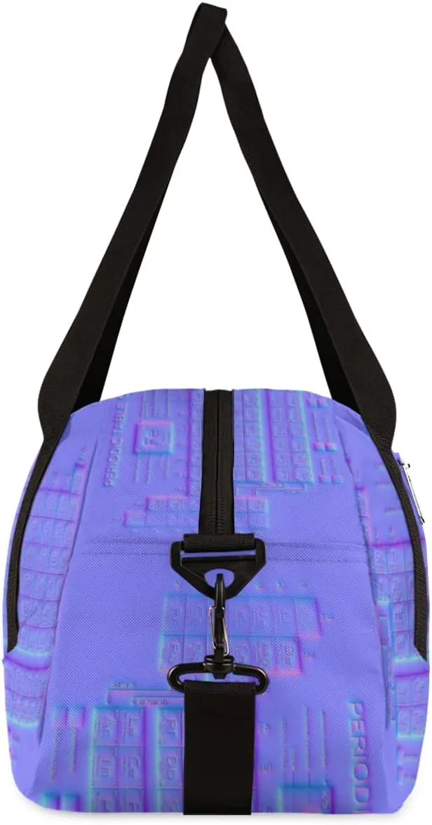 Periodic Table Of The Elements Kids Duffel Bag for Girls Boys Teens, Neon Pattern Dance Bag Overnight Small Duffel Bag Carry On Weekend Sports Gym Travel Bag for School Practice Gymnastics Ballet