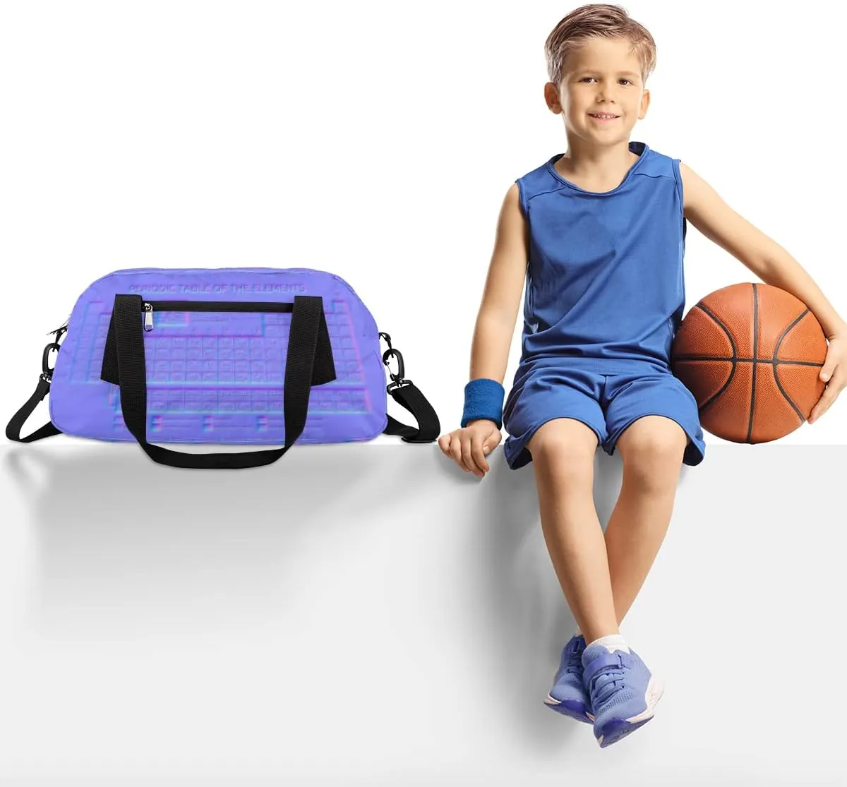 Periodic Table Of The Elements Kids Duffel Bag for Girls Boys Teens, Neon Pattern Dance Bag Overnight Small Duffel Bag Carry On Weekend Sports Gym Travel Bag for School Practice Gymnastics Ballet