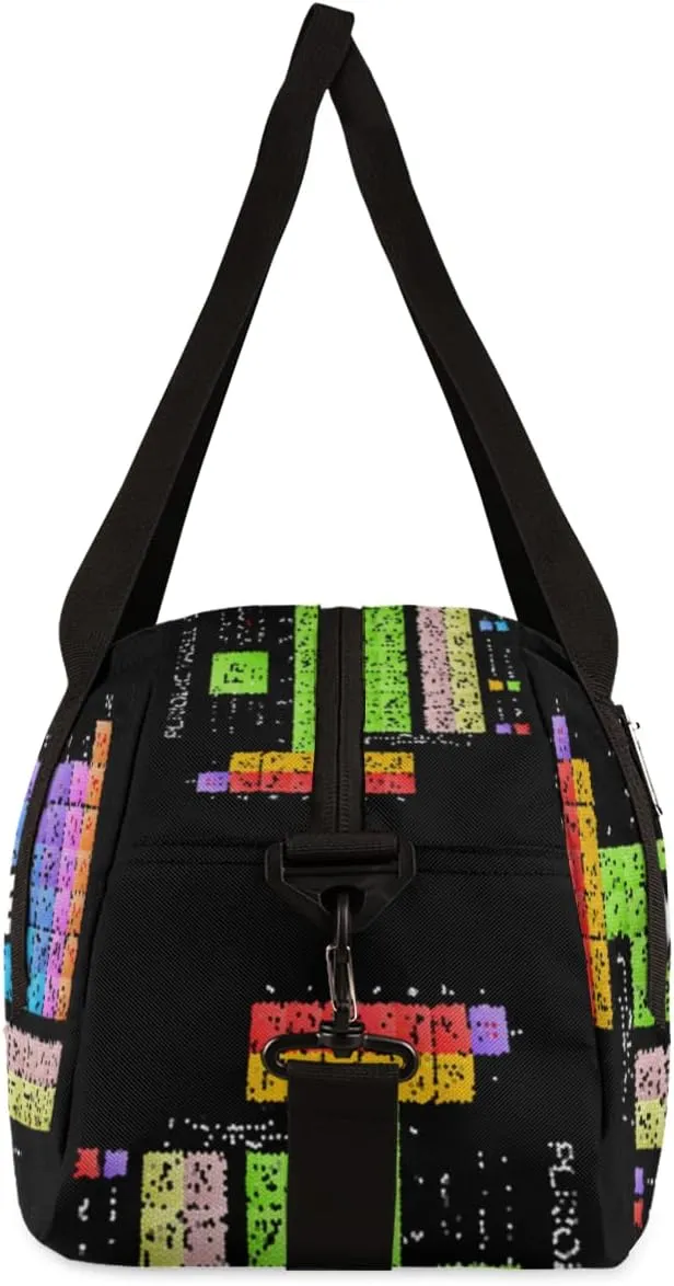 Periodic Table of The Elements Personalized Kids Duffel Bag for Girls Boys, Periodic Debris Custom Name Overnight Small Duffel Bag Carry On Sports Travel Bag for School Practice Gymnastics Ballet